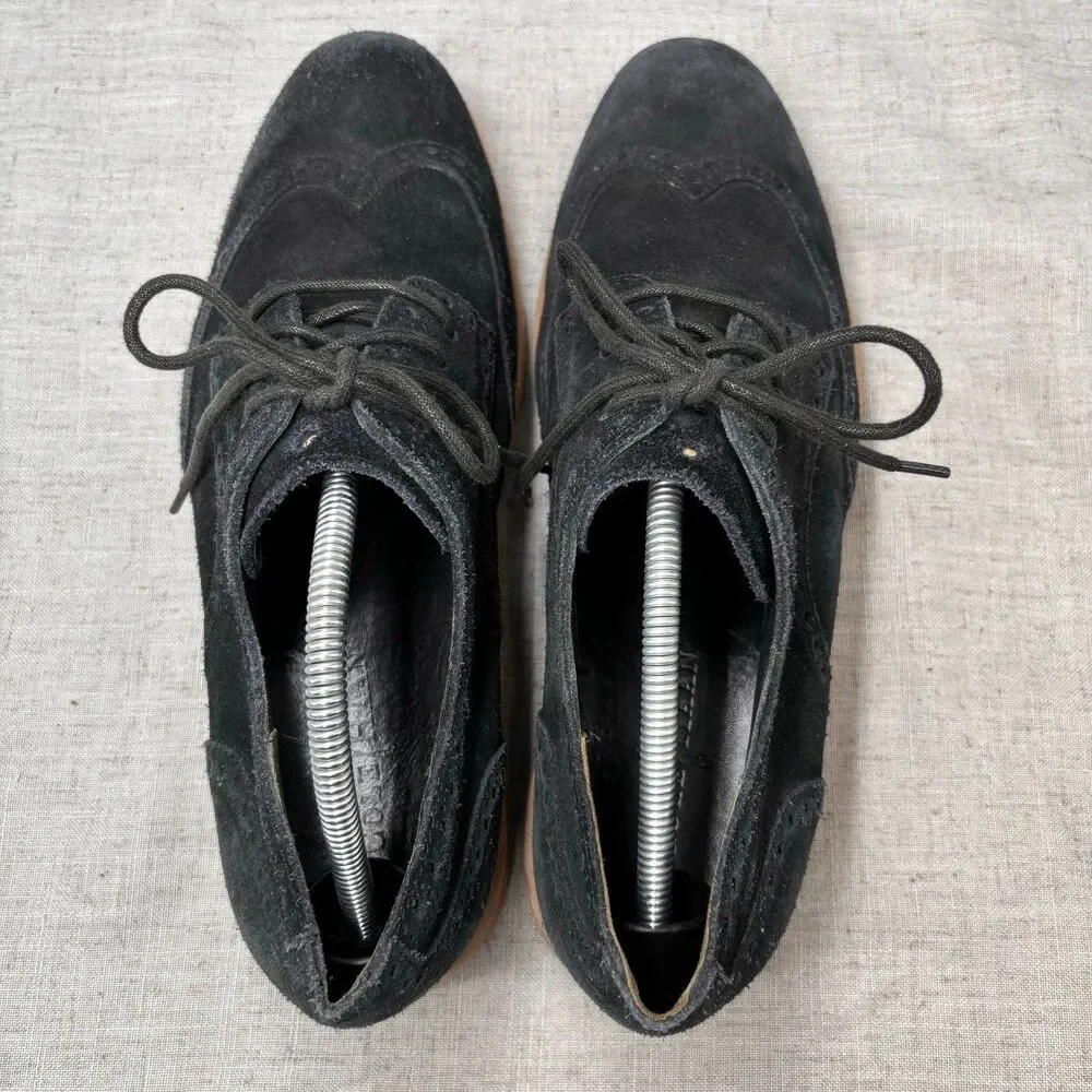 Cole Haan Lunargrand Wingtip Oxford Black Suede Lace Up Derby Classic Men’s 11‎